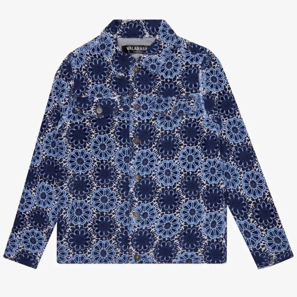 Valabasas Men's Blue Patterned Jean Jacket OFFER FRIENDLY